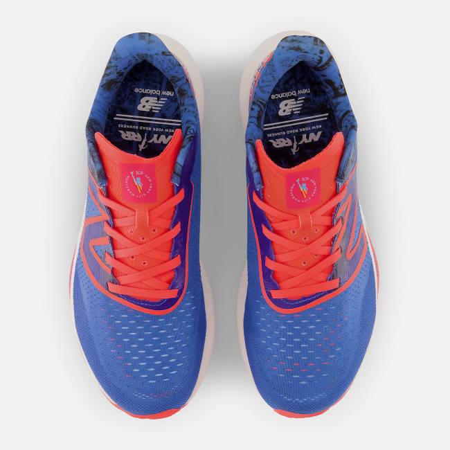 Adidasi Alergare Barbati New Balance NYC Marathon Fuel Cell Rebel V3 Albastri Inchis Rosii | NB497HUR