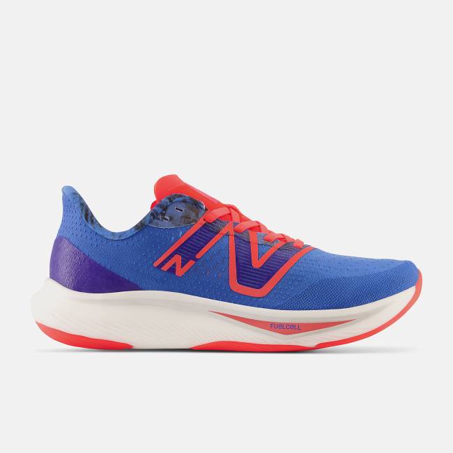 Adidasi Alergare Barbati New Balance NYC Marathon Fuel Cell Rebel V3 Albastri Inchis Rosii | NB497HUR