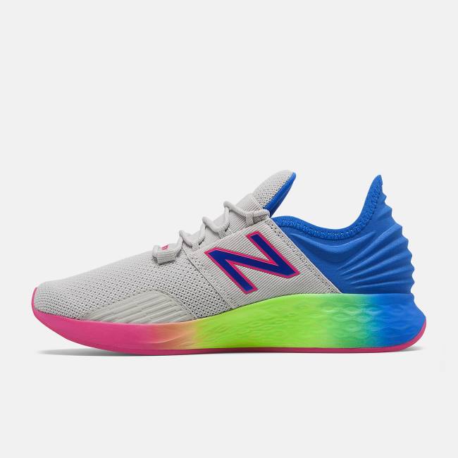 Adidasi Alergare Copii New Balance Fresh Foam Roav Gri Deschis Albastri Inchis | NB213LJD