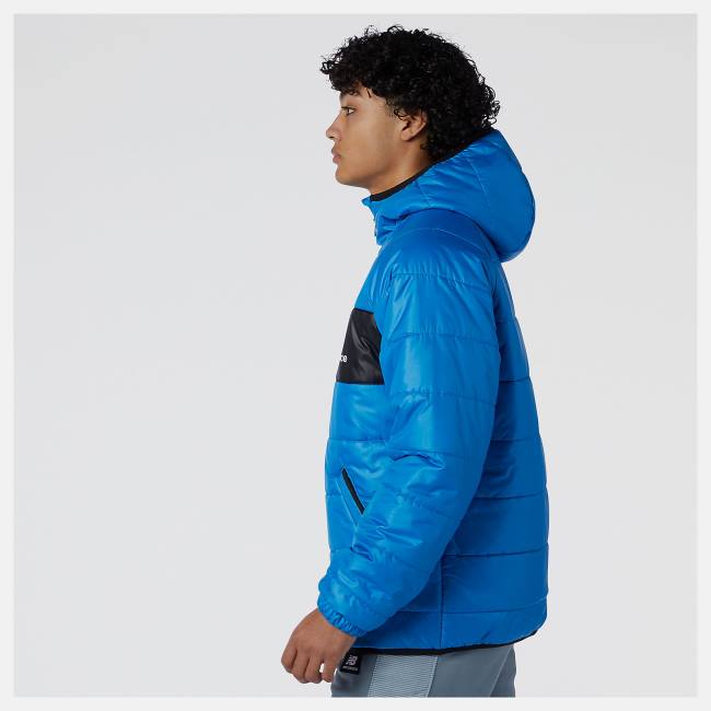 Geaca Barbati New Balance NB Athletics Winterized Scurte Sintetica Puffer Albastri | NB135CIY