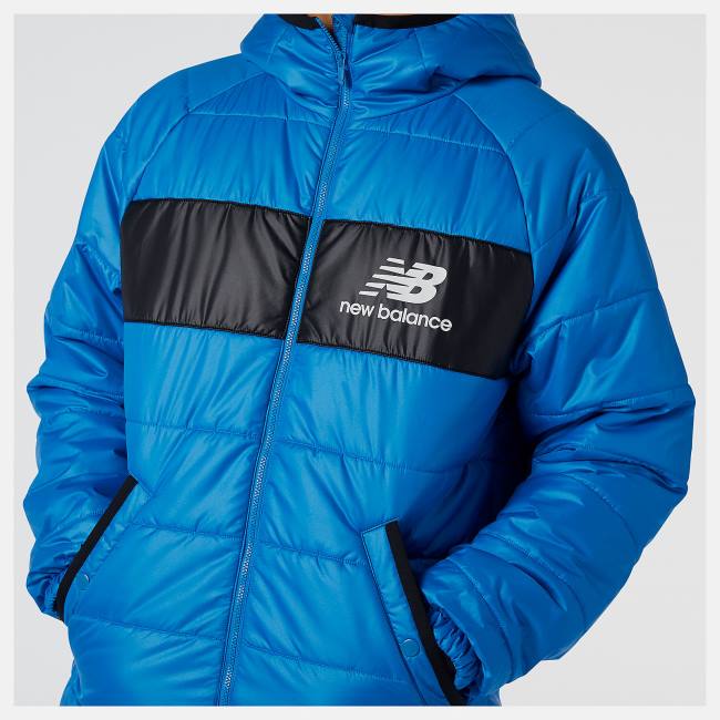 Geaca Barbati New Balance NB Athletics Winterized Scurte Sintetica Puffer Albastri | NB135CIY