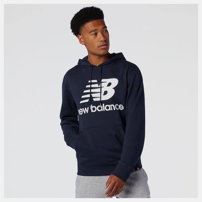 Hanorac Cu Gluga Barbati New Balance NB Essentials Pullover Bleumarin | NB706PWQ