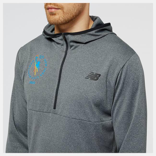 Hanorac Cu Gluga Barbati New Balance NYC Marathon Tenacity Quarter Zip Gri Deschis | NB346ZCR