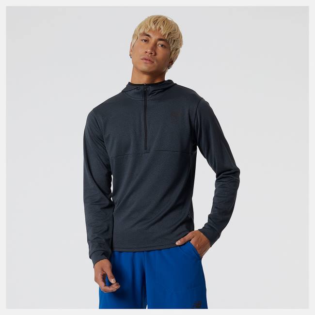 Hanorac Cu Gluga Barbati New Balance Tenacity Cu Glugă 1/4 Zip Negrii | NB235OLR