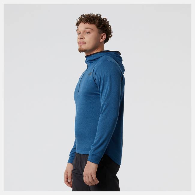 Hanorac Cu Gluga Barbati New Balance Tenacity Cu Glugă 1/4 Zip Albastri Inchis | NB254MUV