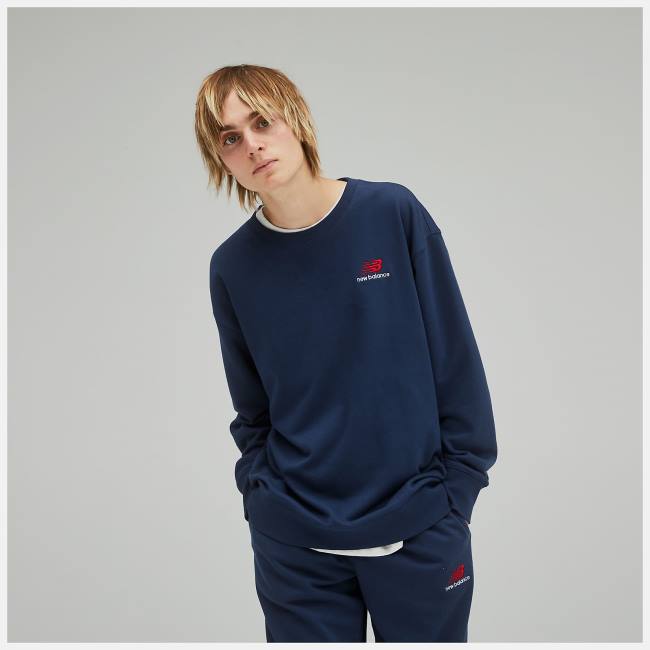 Hanorace Dama New Balance Uni-ssentials French Terry Crewneck Bej Indigo | NB891FKT