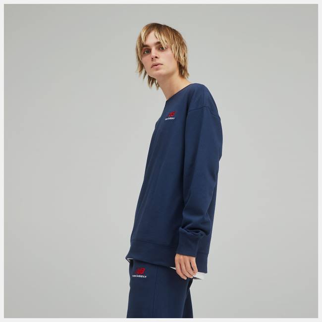 Hanorace Dama New Balance Uni-ssentials French Terry Crewneck Bej Indigo | NB891FKT