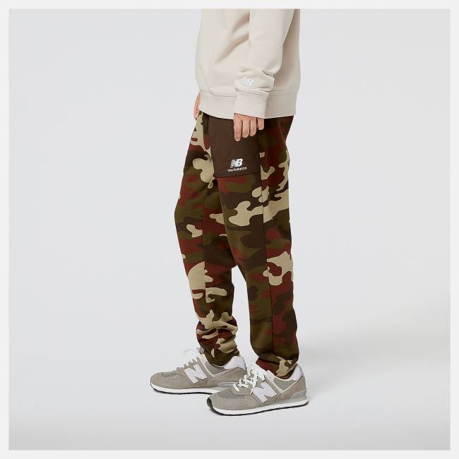 Pantaloni Barbati New Balance NB Athletics Camo Fleece Albi Colorati | NB674CDS