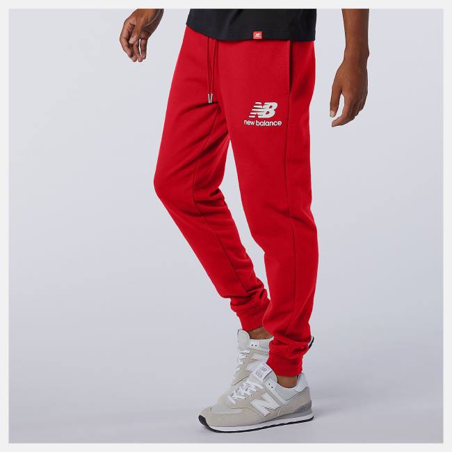 Pantaloni Barbati New Balance NB Essentials Stacked Logo Sweatpant Rosii | NB342PKS