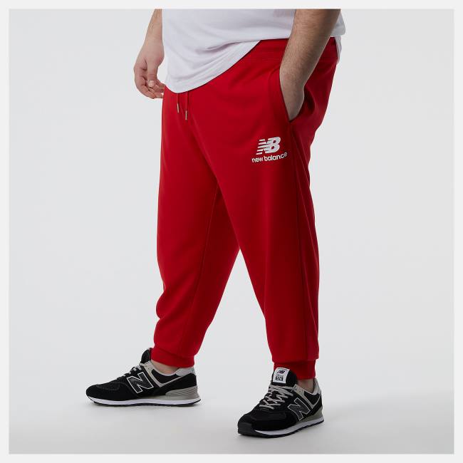 Pantaloni Barbati New Balance NB Essentials Stacked Logo Sweatpant Rosii | NB395DQE