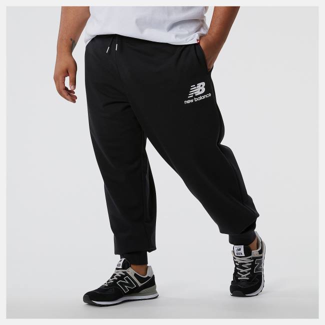 Pantaloni Barbati New Balance NB Essentials Stacked Logo Sweatpant Negrii | NB527JYB