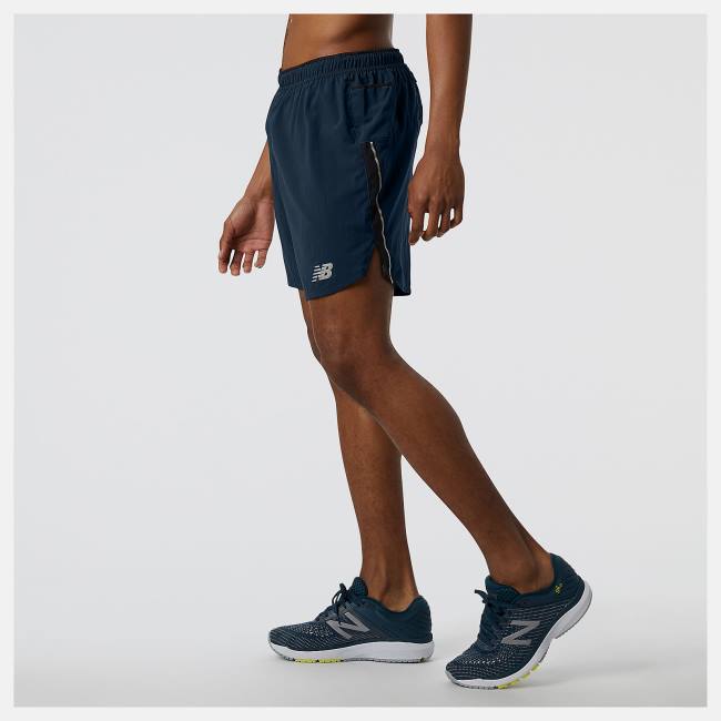 Pantaloni Scurti Barbati New Balance Impact Run 7 Inch Bej Indigo | NB018QOU