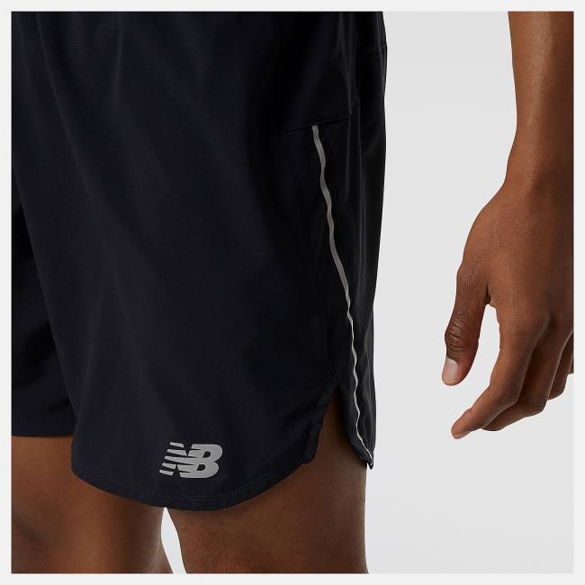 Pantaloni Scurti Barbati New Balance Impact Run 7 Inch Negrii | NB850HPN