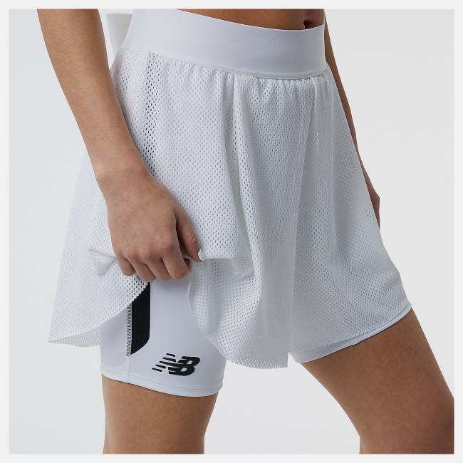 Pantaloni Scurti Dama New Balance Tournament Mesh Albi Negrii | NB368YTL