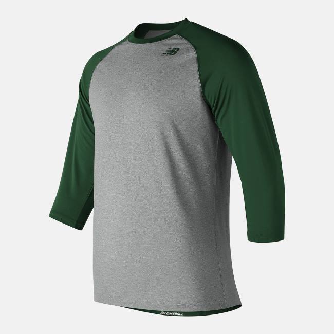 Tricouri Barbati New Balance 3/4 Baseball Raglan Top Verzi Inchis | NB304VMO