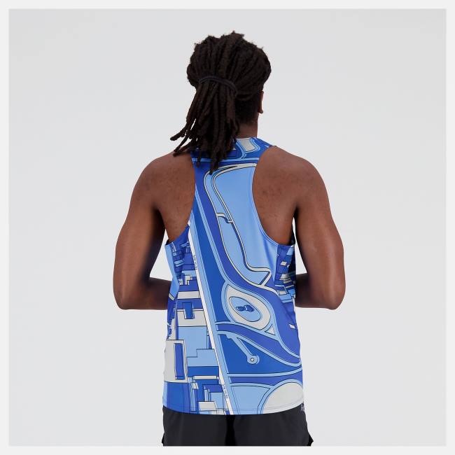 Tricouri Barbati New Balance 5th Avenue Mile Singlet Albastri Inchis | NB954PZT