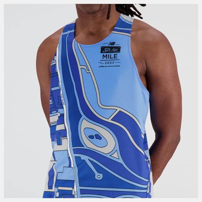 Tricouri Barbati New Balance 5th Avenue Mile Singlet Albastri Inchis | NB954PZT