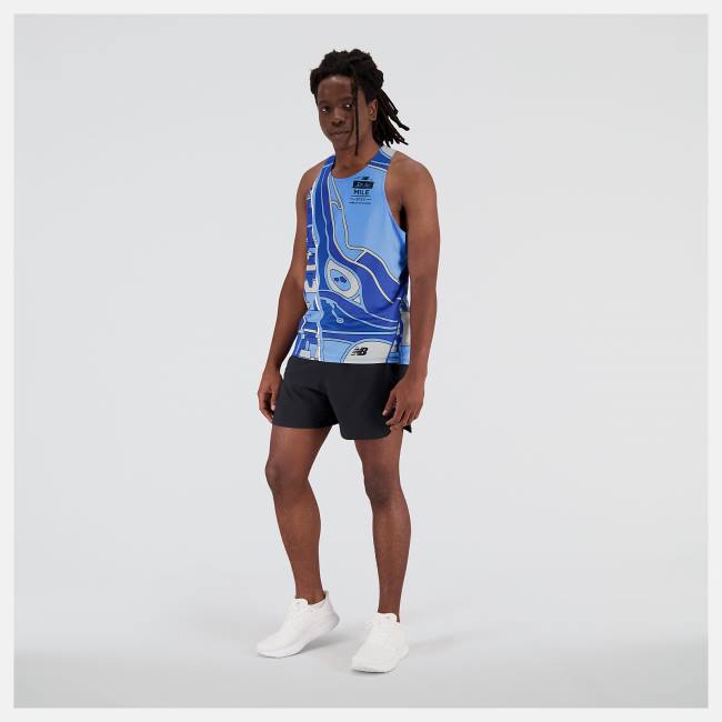 Tricouri Barbati New Balance 5th Avenue Mile Singlet Albastri Inchis | NB954PZT