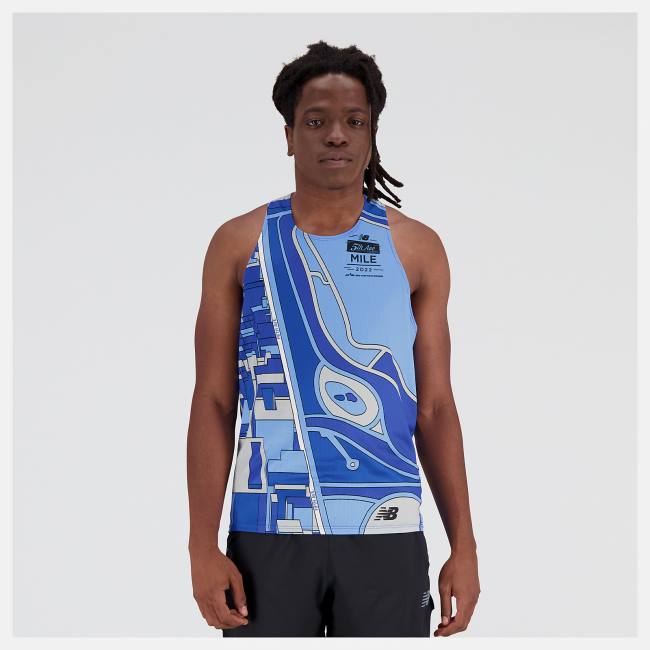 Tricouri Barbati New Balance 5th Avenue Mile Singlet Albastri Inchis | NB954PZT