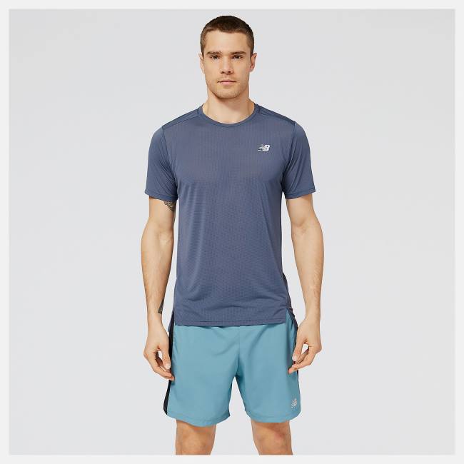 Tricouri Barbati New Balance Accelerate Scurte Sleeve Bleumarin | NB047ALU