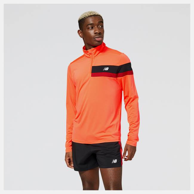 Tricouri Barbati New Balance Accelerate Half Zip Rosii | NB617TVB