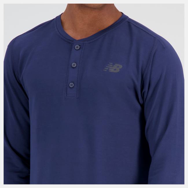 Tricouri Barbati New Balance Baseball Henley Bej Indigo | NB052SDY