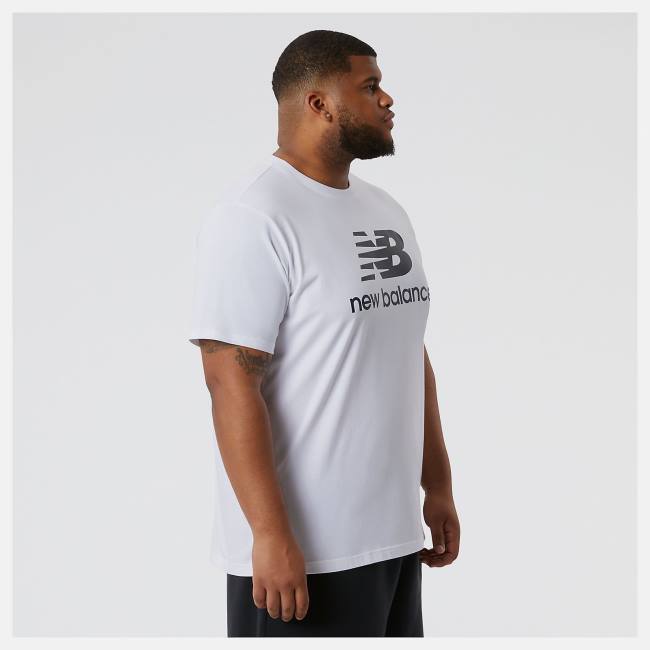 Tricouri Barbati New Balance Essentials Stacked Logo Tee Albi | NB385PKR