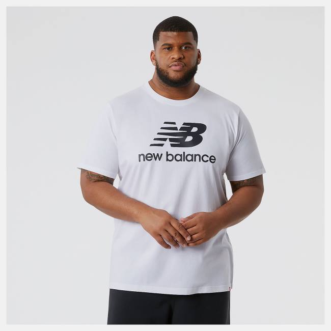 Tricouri Barbati New Balance Essentials Stacked Logo Tee Albi | NB385PKR