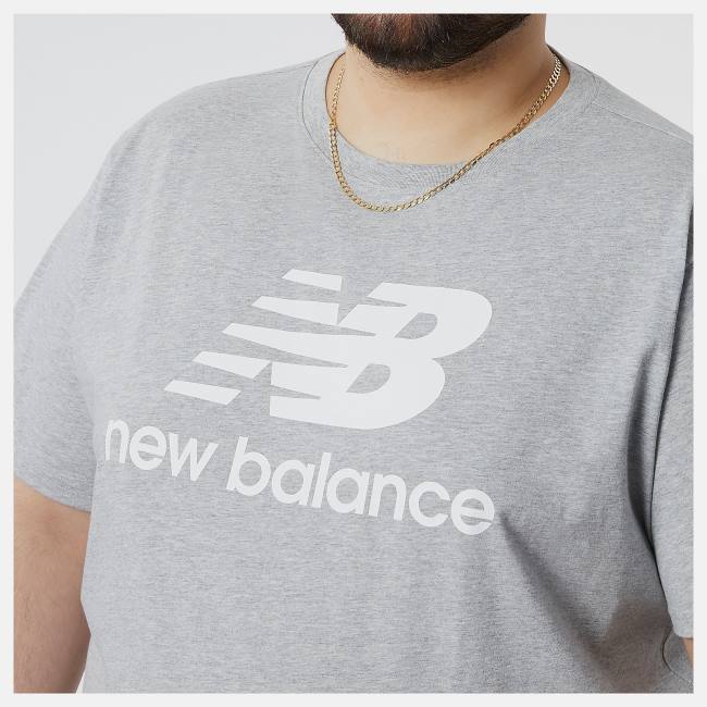 Tricouri Barbati New Balance Essentials Stacked Logo Tee Gri | NB430FYZ