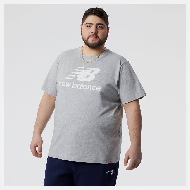 Tricouri Barbati New Balance Essentials Stacked Logo Tee Gri | NB430FYZ