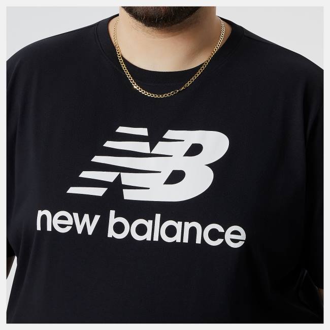 Tricouri Barbati New Balance Essentials Stacked Logo Tee Negrii | NB489KPX