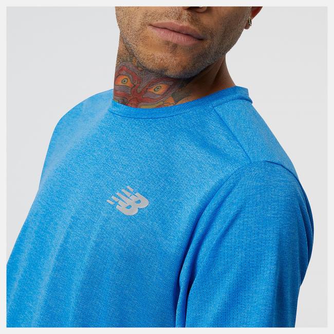 Tricouri Barbati New Balance Impact Run Scurte Sleeve Albastri | NB167IRD