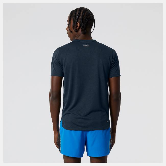 Tricouri Barbati New Balance Impact Run Scurte Sleeve Bej Indigo | NB614LEH