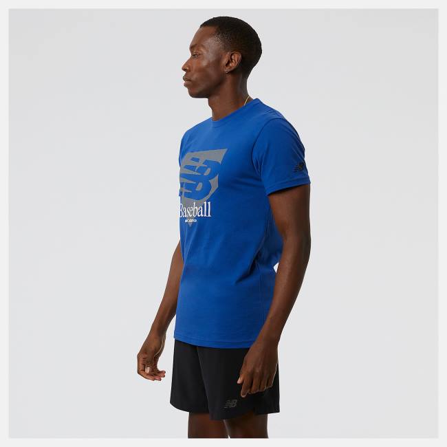 Tricouri Barbati New Balance NB Baseball Plate Tee Albastru Regal | NB024CXV