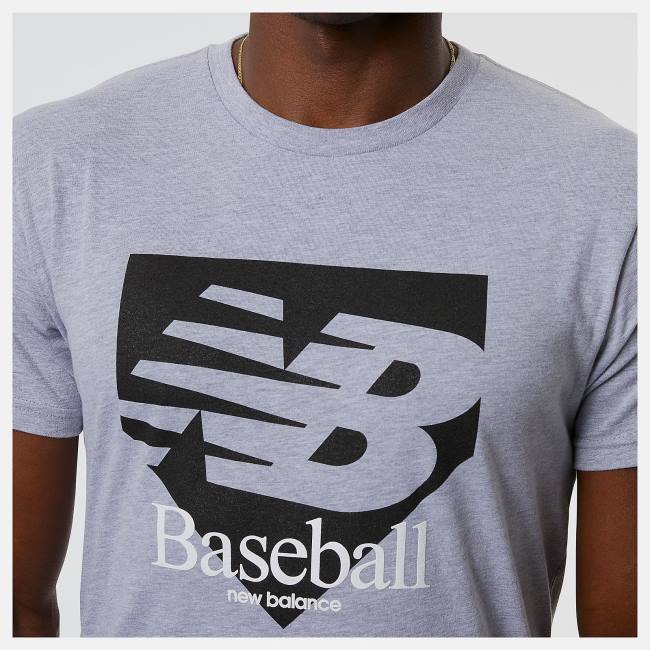 Tricouri Barbati New Balance NB Baseball Plate Tee Gri | NB973VXW