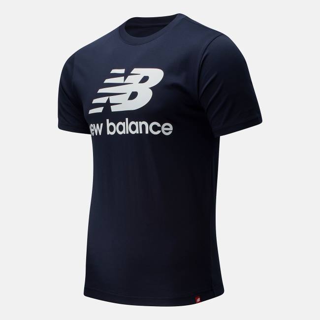 Tricouri Barbati New Balance NB Essentials Stacked Logo Tee Bleumarin | NB126KGH