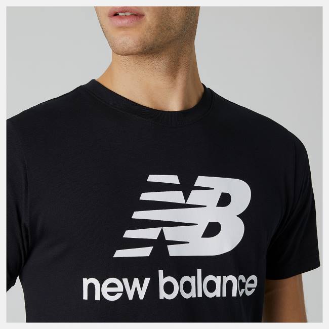 Tricouri Barbati New Balance NB Essentials Stacked Logo Tee Negrii | NB258DFG