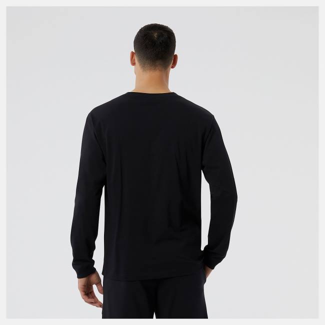 Tricouri Barbati New Balance NB Essentials Seasonal Long Sleeve Tee Negrii | NB527DOM