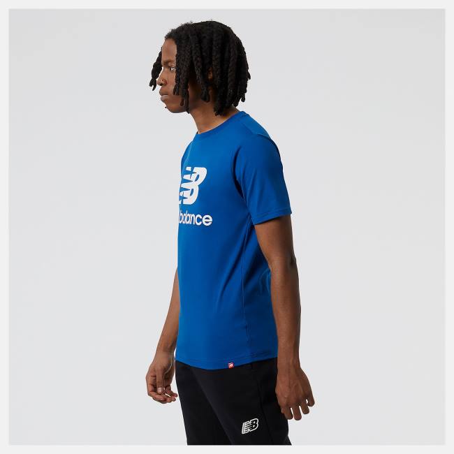 Tricouri Barbati New Balance NB Essentials Stacked Logo Tee Albastri | NB601WCH