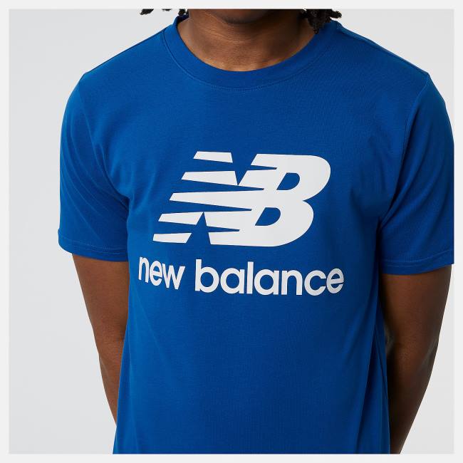 Tricouri Barbati New Balance NB Essentials Stacked Logo Tee Albastri | NB601WCH