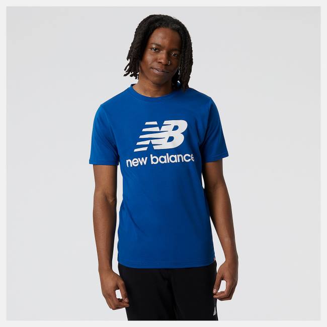 Tricouri Barbati New Balance NB Essentials Stacked Logo Tee Albastri | NB601WCH