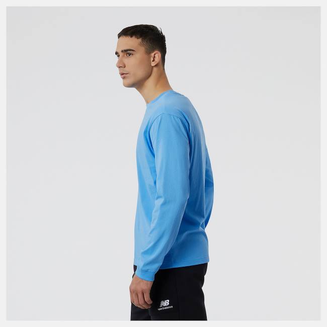 Tricouri Barbati New Balance NB Essentials Seasonal Long Sleeve Tee Albastri | NB921CBX