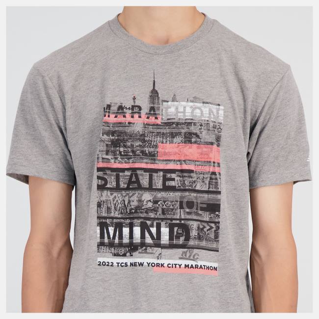 Tricouri Barbati New Balance NYC Marathon Marathon State of Mind Grafice Tee Gri | NB350GRQ