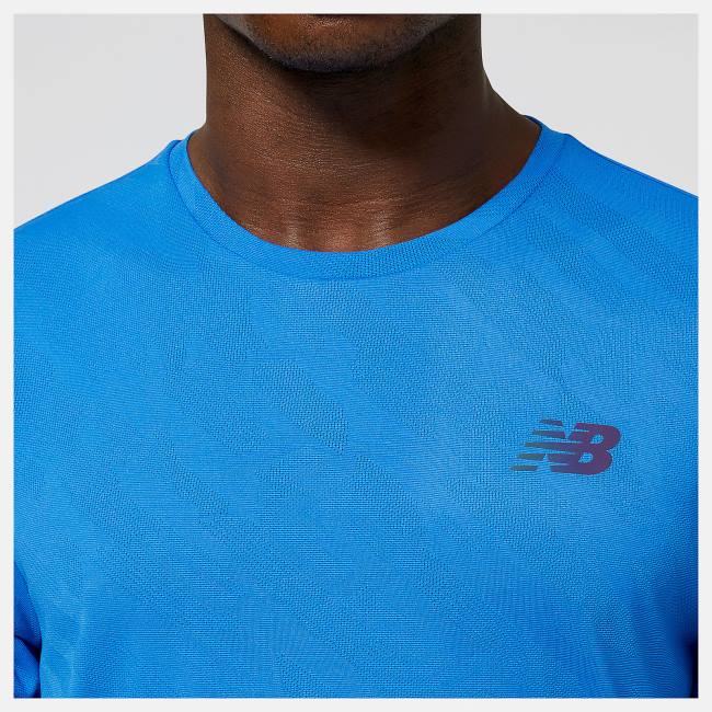 Tricouri Barbati New Balance Q Speed Jacquard Scurte Sleeve Albastri Inchis | NB781IUJ