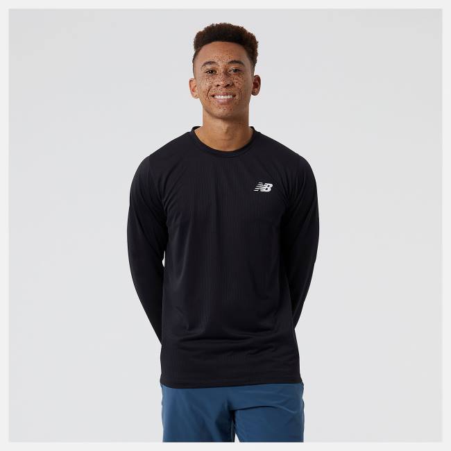 Tricouri Barbati New Balance Tenacity Long Sleeve Tee Negrii | NB823IVH