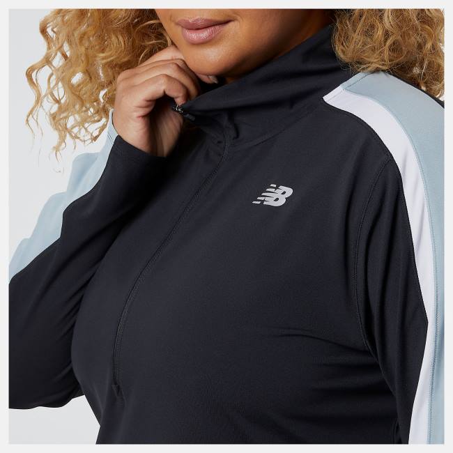 Tricouri Dama New Balance Accelerate Half Zip Pullover Negrii | NB268WQZ