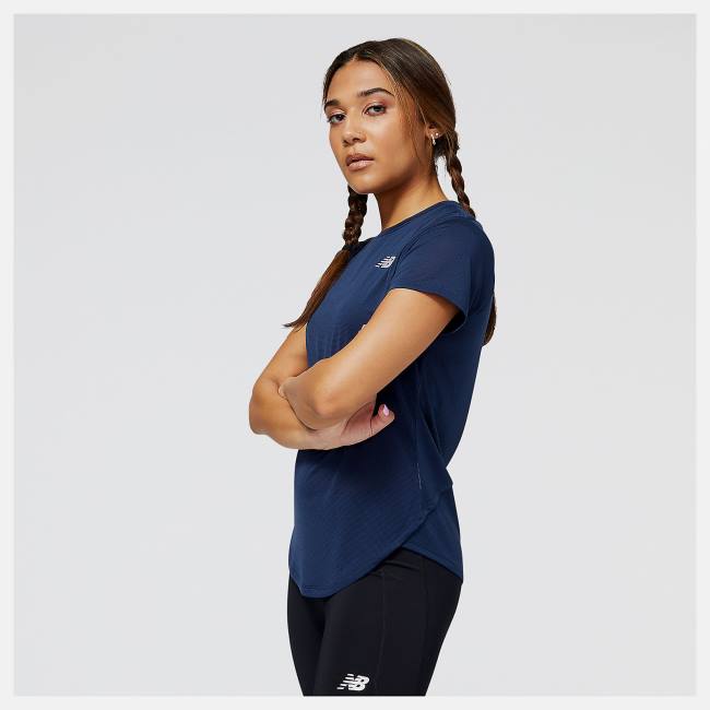 Tricouri Dama New Balance Accelerate Scurte Sleeve Top Bej Indigo | NB027FUZ