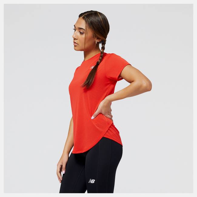 Tricouri Dama New Balance Accelerate Scurte Sleeve Top Rosii | NB372TMA