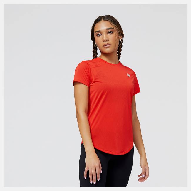 Tricouri Dama New Balance Accelerate Scurte Sleeve Top Rosii | NB372TMA