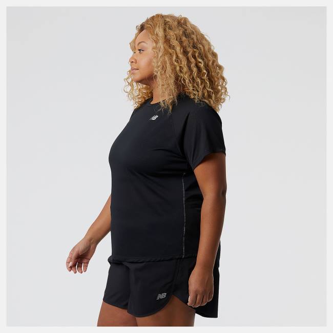 Tricouri Dama New Balance Impact Run Scurte Sleeve Negrii | NB523BIL